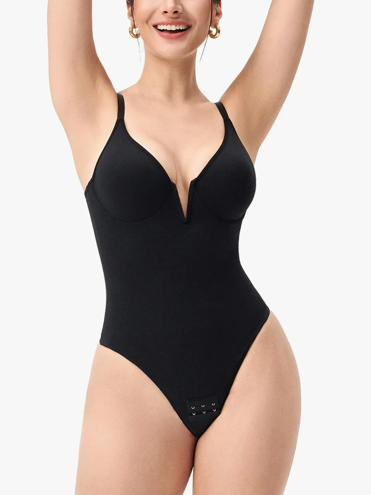 Deep V Underwire Comfort Cami Thong Bodysuit