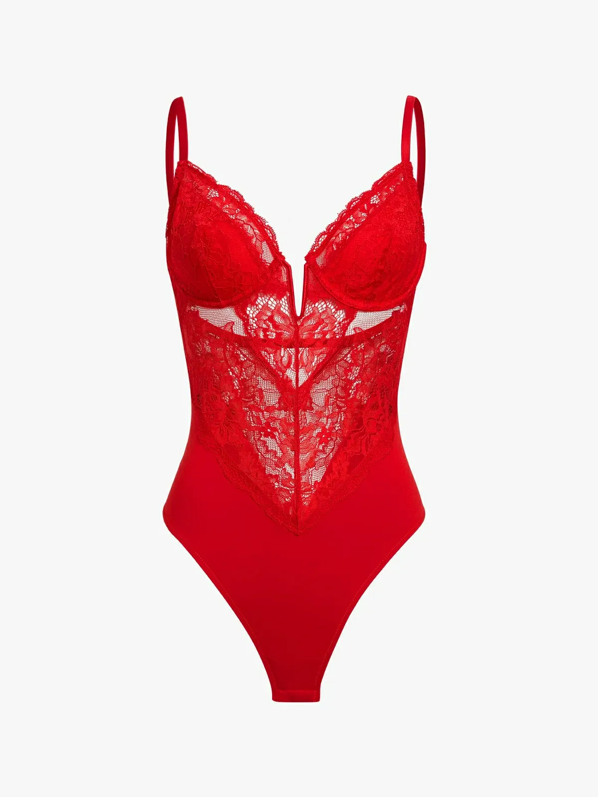 Lace Deep-V Cami Thong Bodysuit