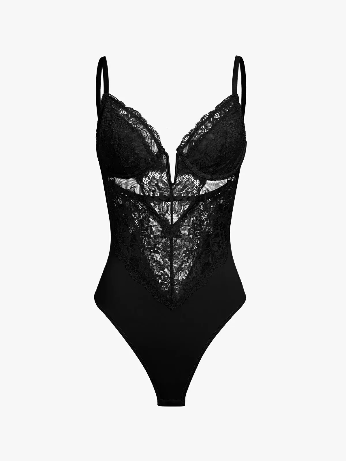 Lace Deep-V Cami Thong Bodysuit