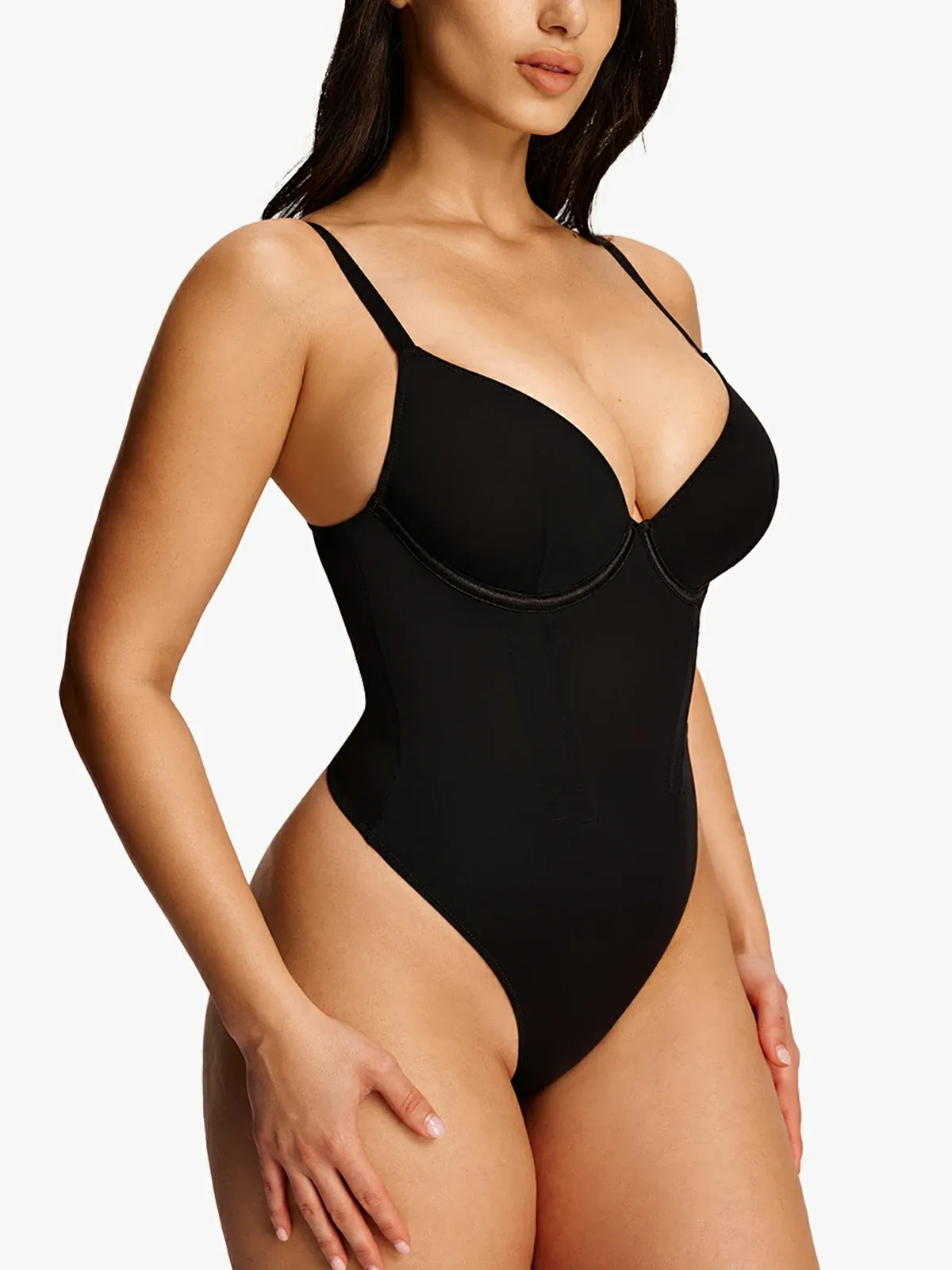 Deep V-Neck Underwire Cami Thong Bodysuit