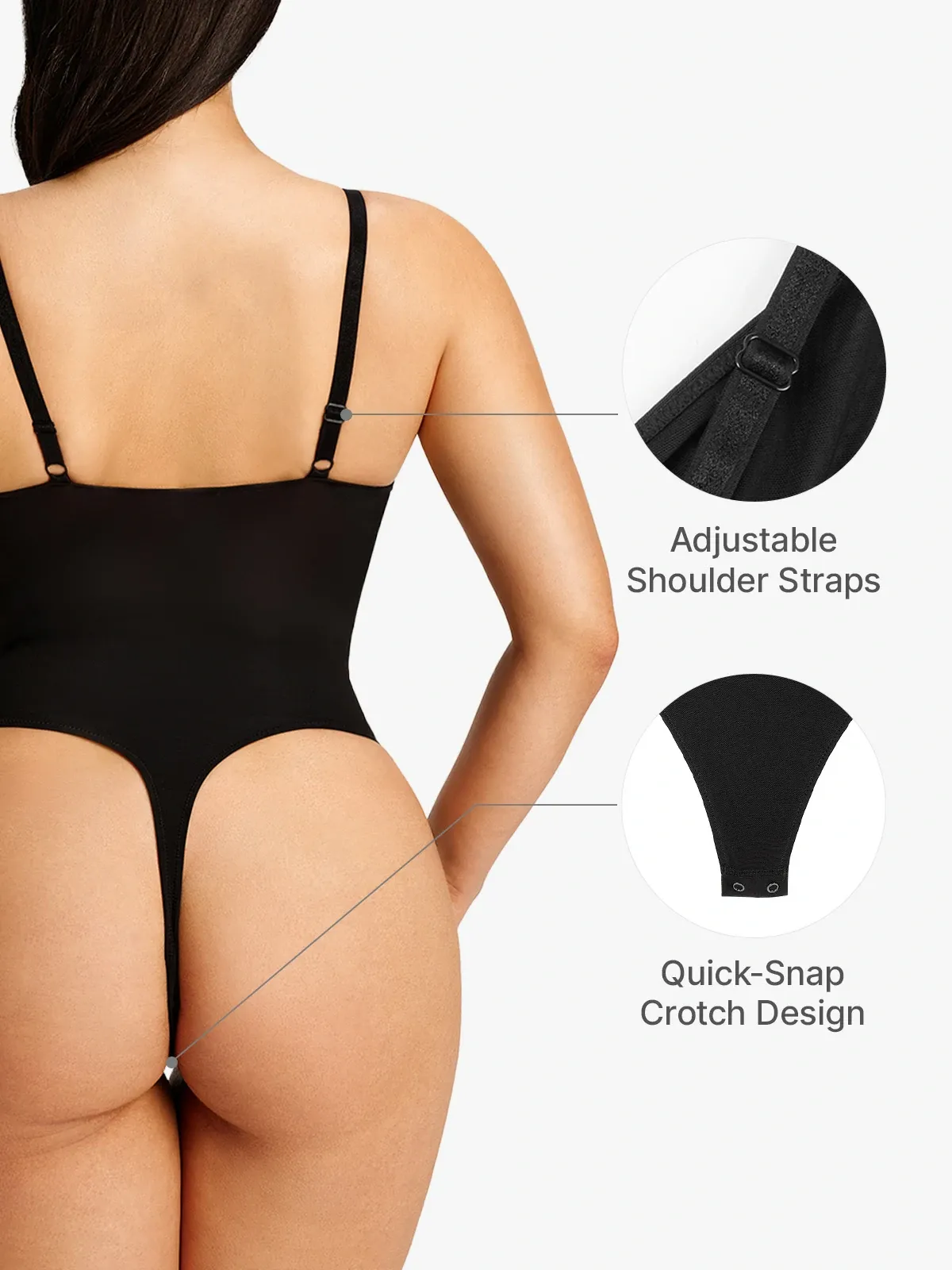 Deep V-Neck Underwire Cami Thong Bodysuit