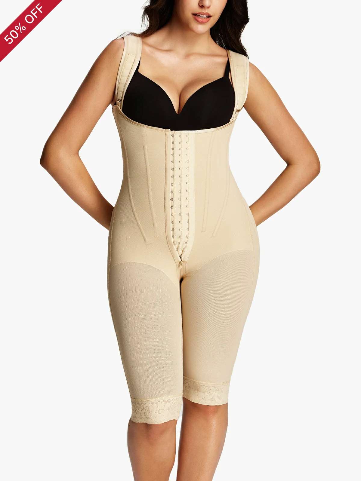 Open Bust Tummy Control Capri Bodysuit