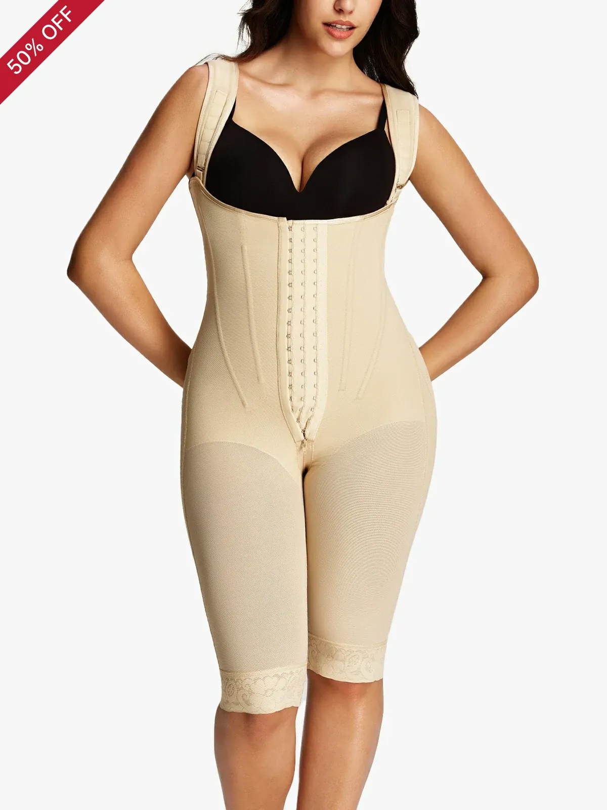 Open Bust Tummy Control Capri Bodysuit