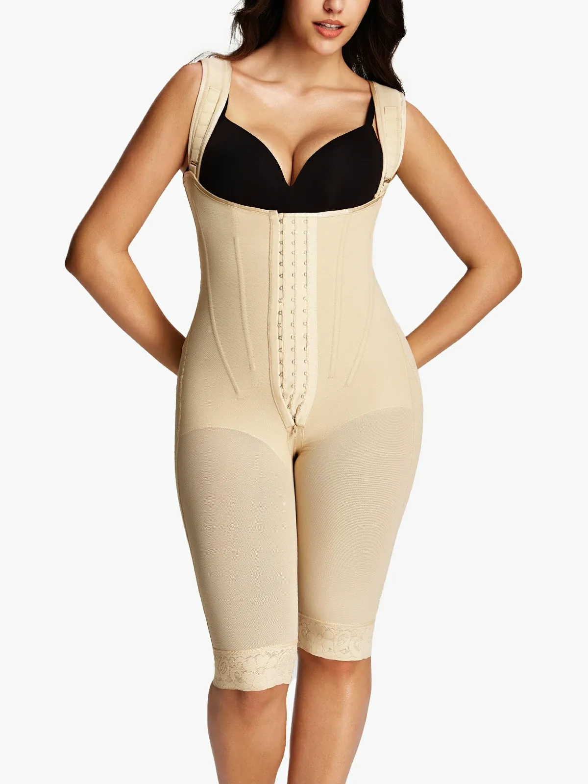 Open Bust Tummy Control Capri Bodysuit