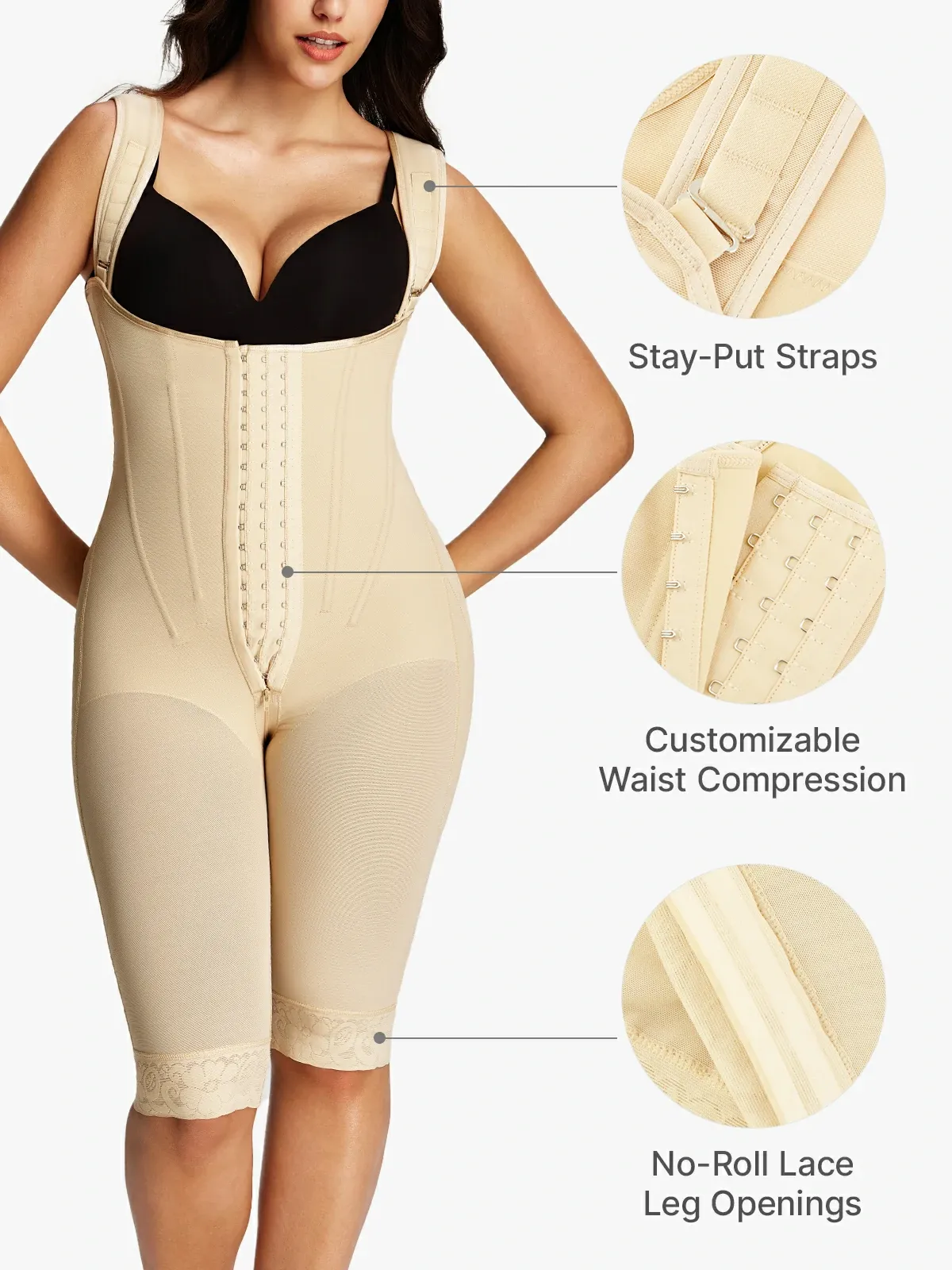 Open Bust Tummy Control Capri Bodysuit