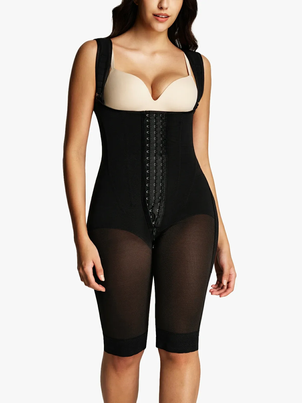 Open Bust Tummy Control Capri Bodysuit