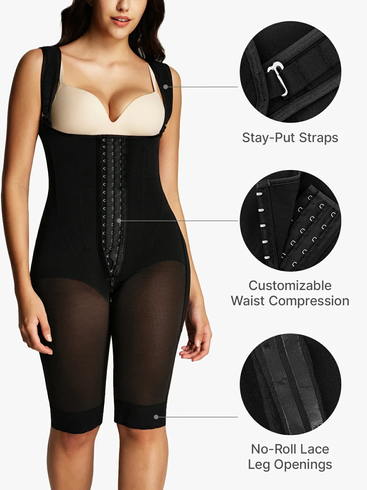 Open Bust Tummy Control Capri Bodysuit