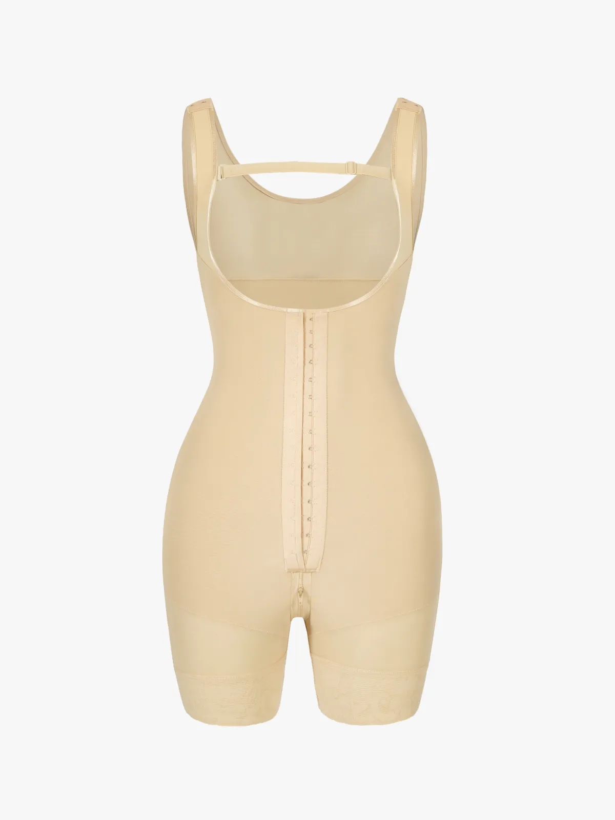 Mesh Open-Bust Tummy Control Mid-Thigh Bodysuit