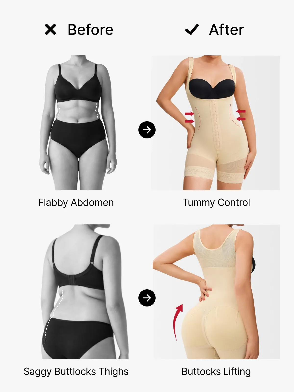 Mesh Open-Bust Tummy Control Mid-Thigh Bodysuit