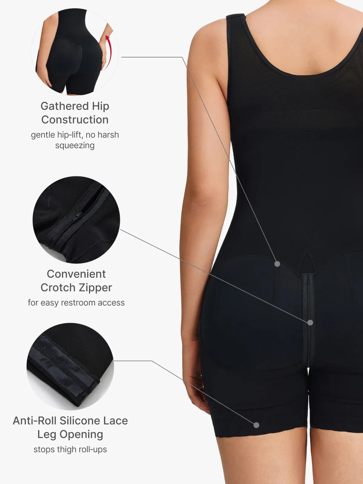 Mesh Open-Bust Tummy Control Mid-Thigh Bodysuit