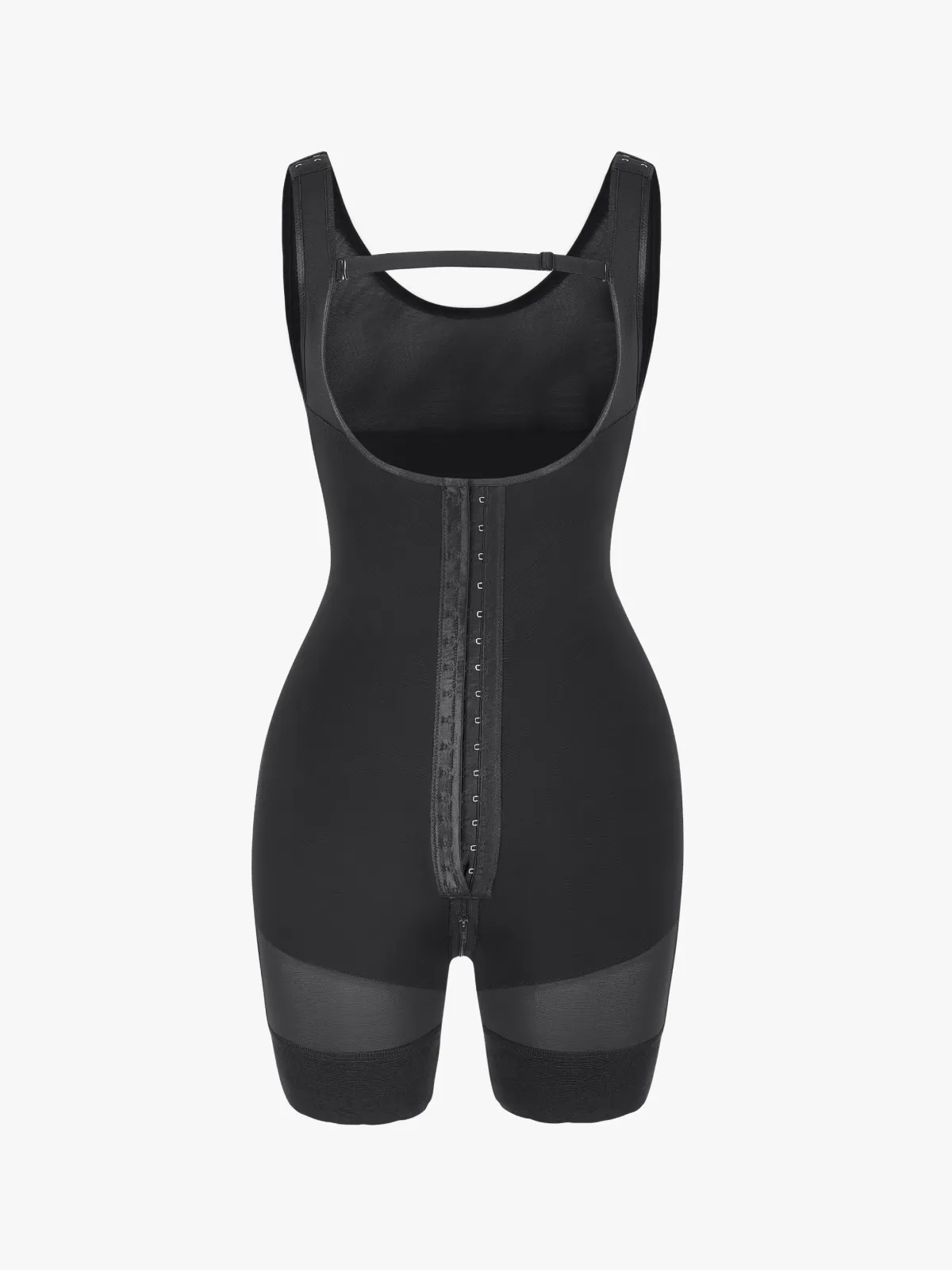 Mesh Open-Bust Tummy Control Mid-Thigh Bodysuit