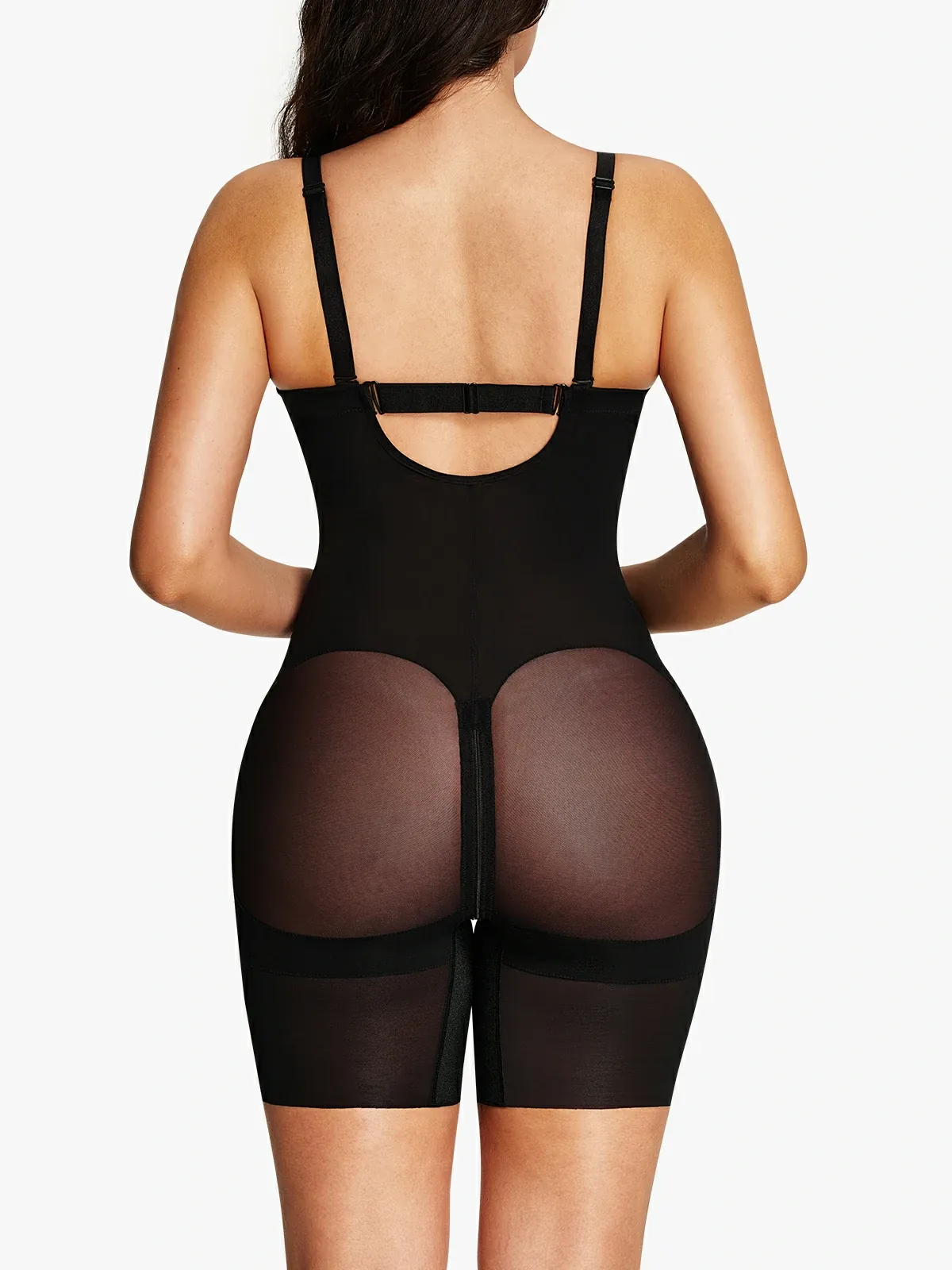 Deep Plunge Cupped Tummy Control Mid-Thigh Bodysuit