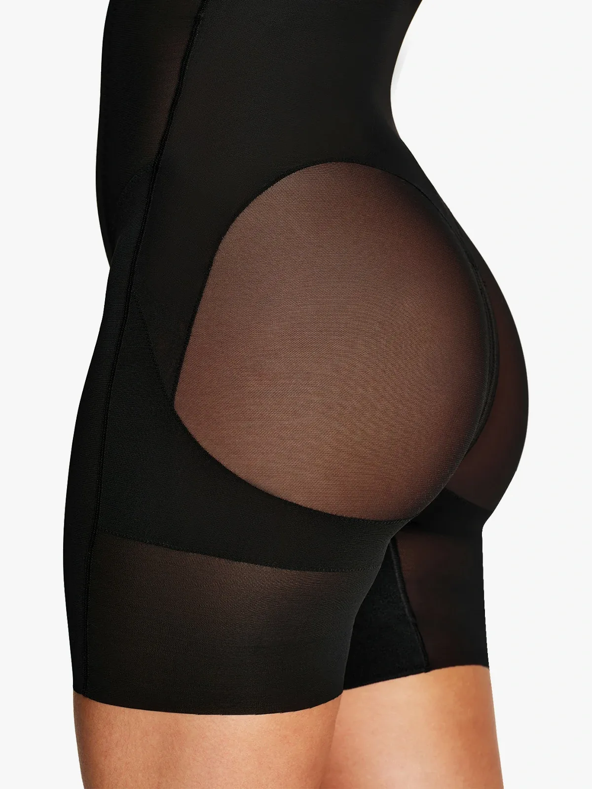 Deep Plunge Cupped Tummy Control Mid-Thigh Bodysuit