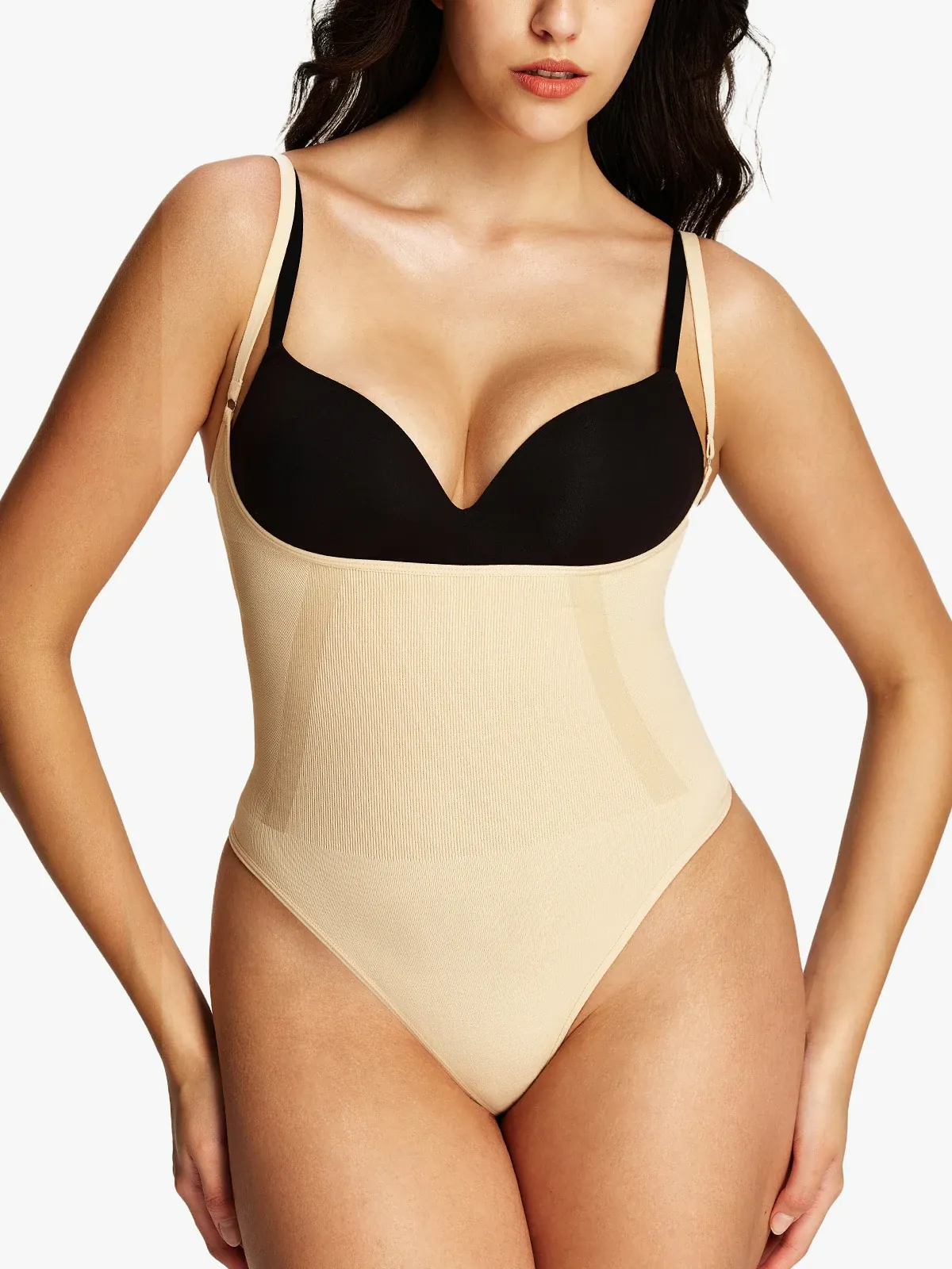Seamless Open Bust Thong Bodysuit