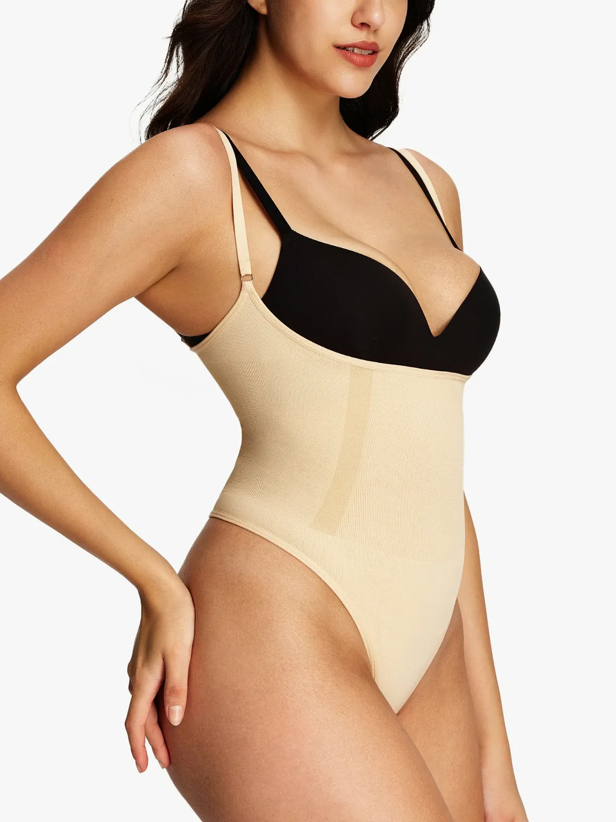 Seamless Open Bust Thong Bodysuit