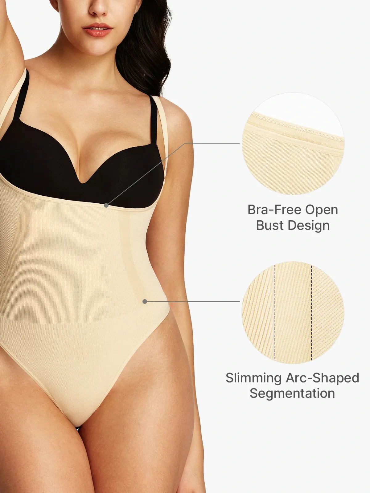 Seamless Open Bust Thong Bodysuit