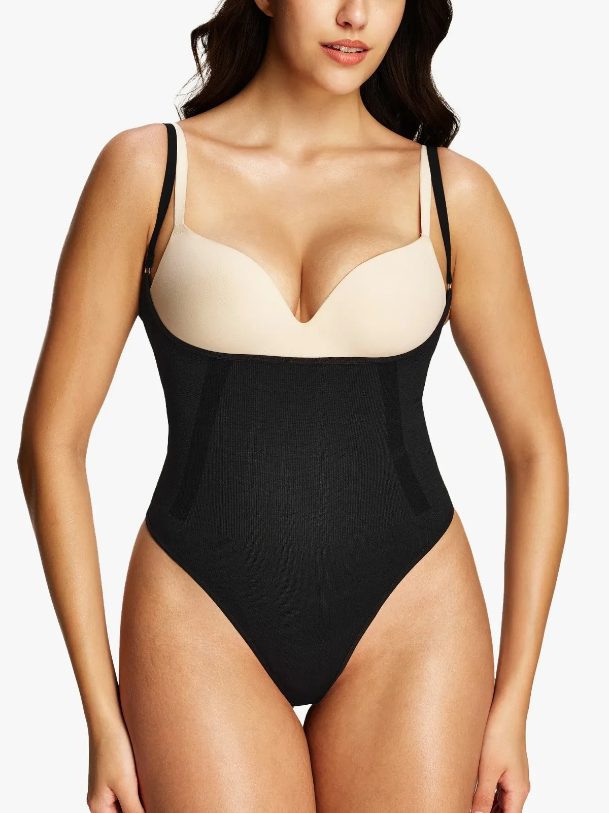 Seamless Open Bust Thong Bodysuit