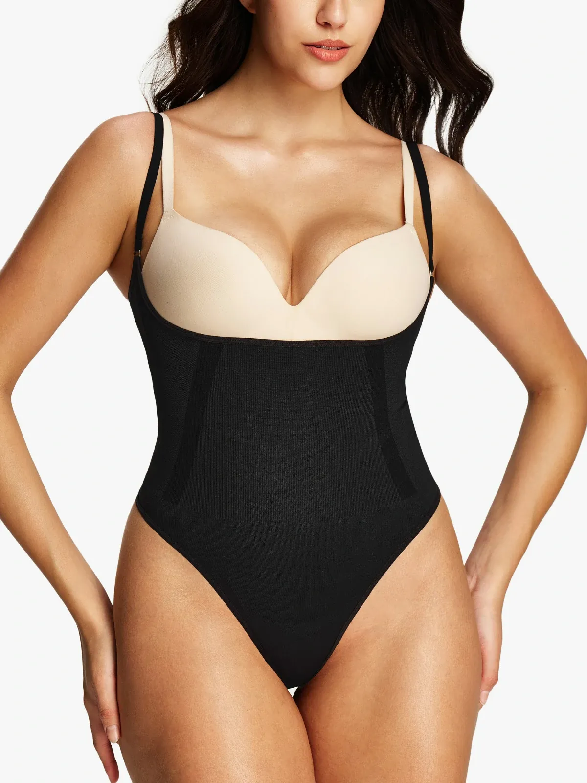Seamless Open Bust Thong Bodysuit
