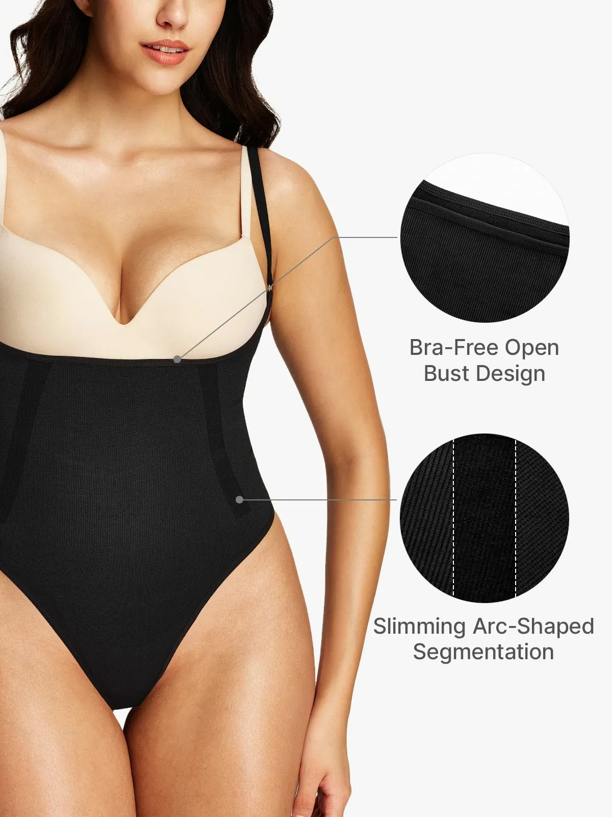 Seamless Open Bust Thong Bodysuit