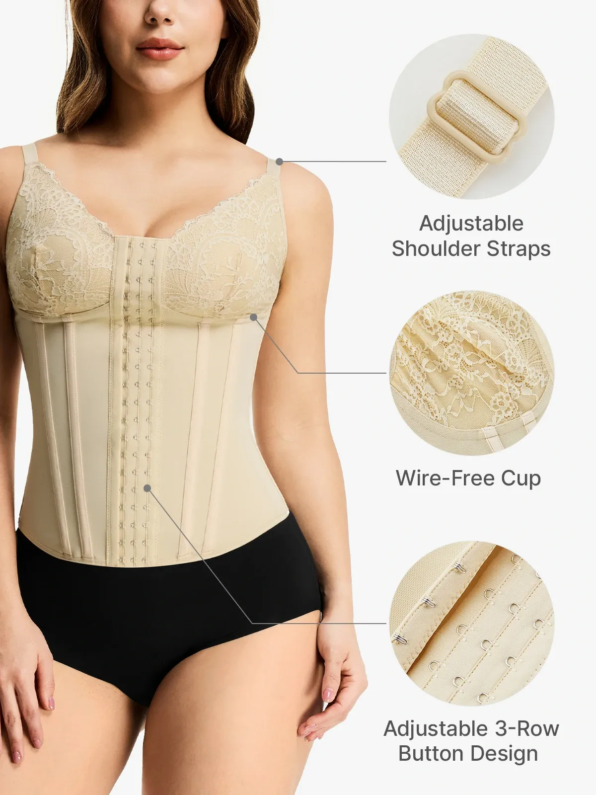 Lace Deep-V Boning Support Camisole