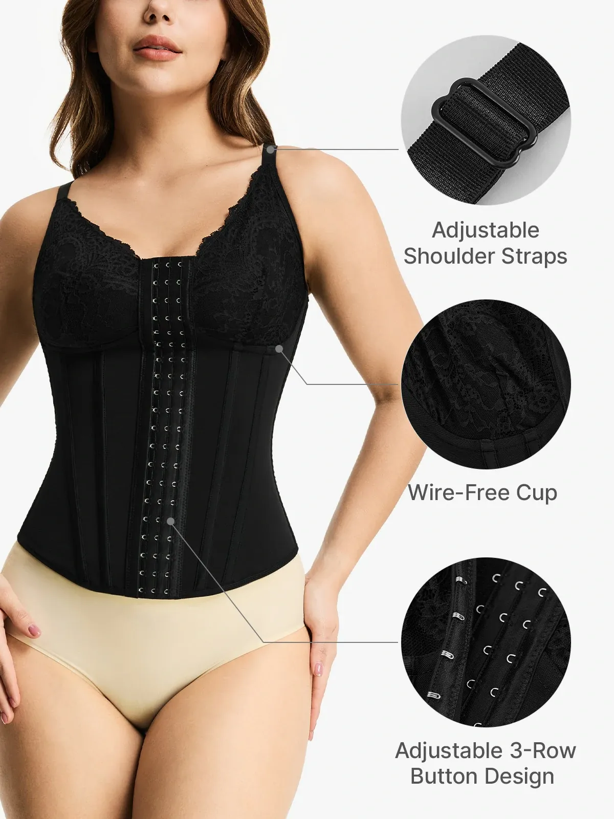 Lace Deep-V Boning Support Camisole