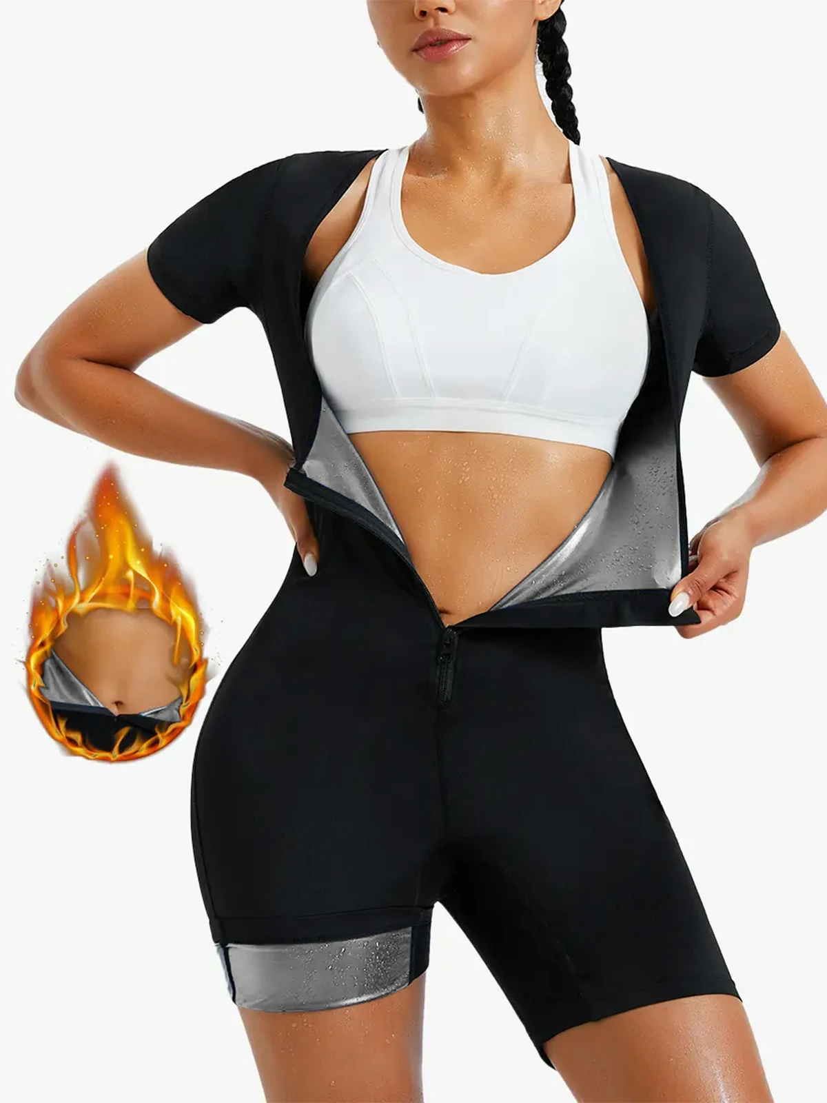 Zipper Workout Sweat Sauna Jumpsuit