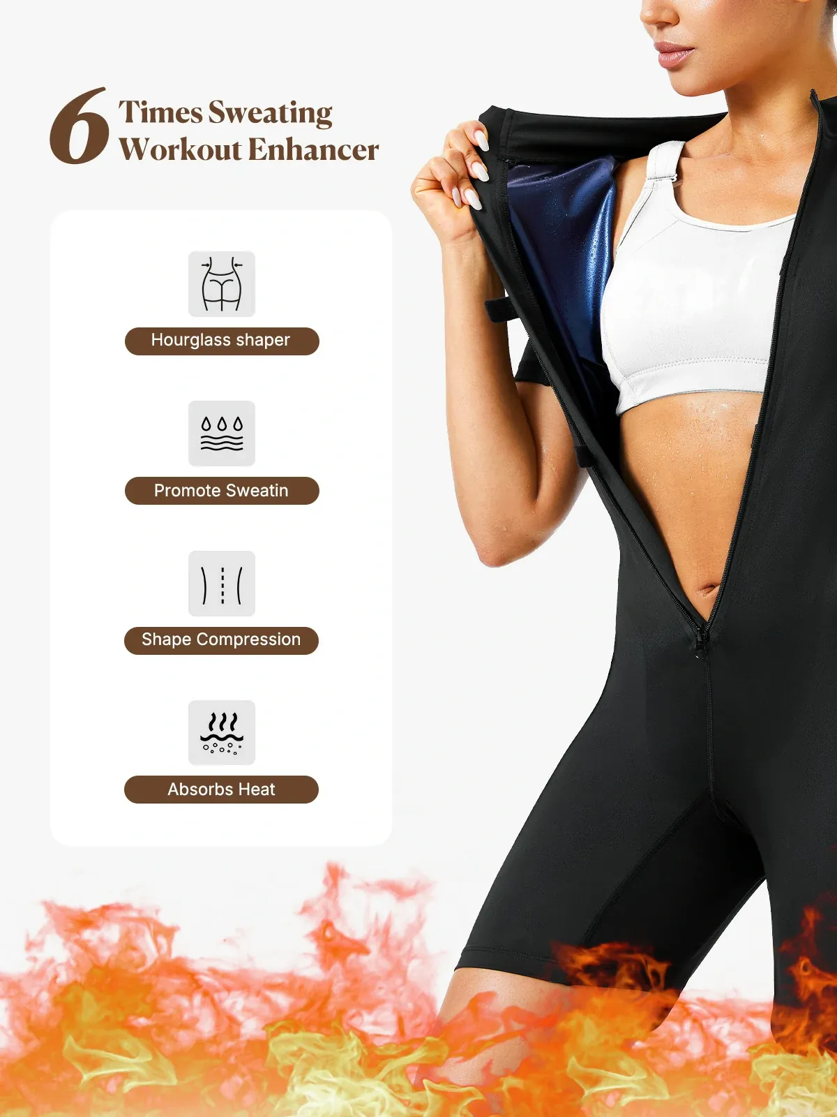 Zipper Workout Sweat Sauna Jumpsuit