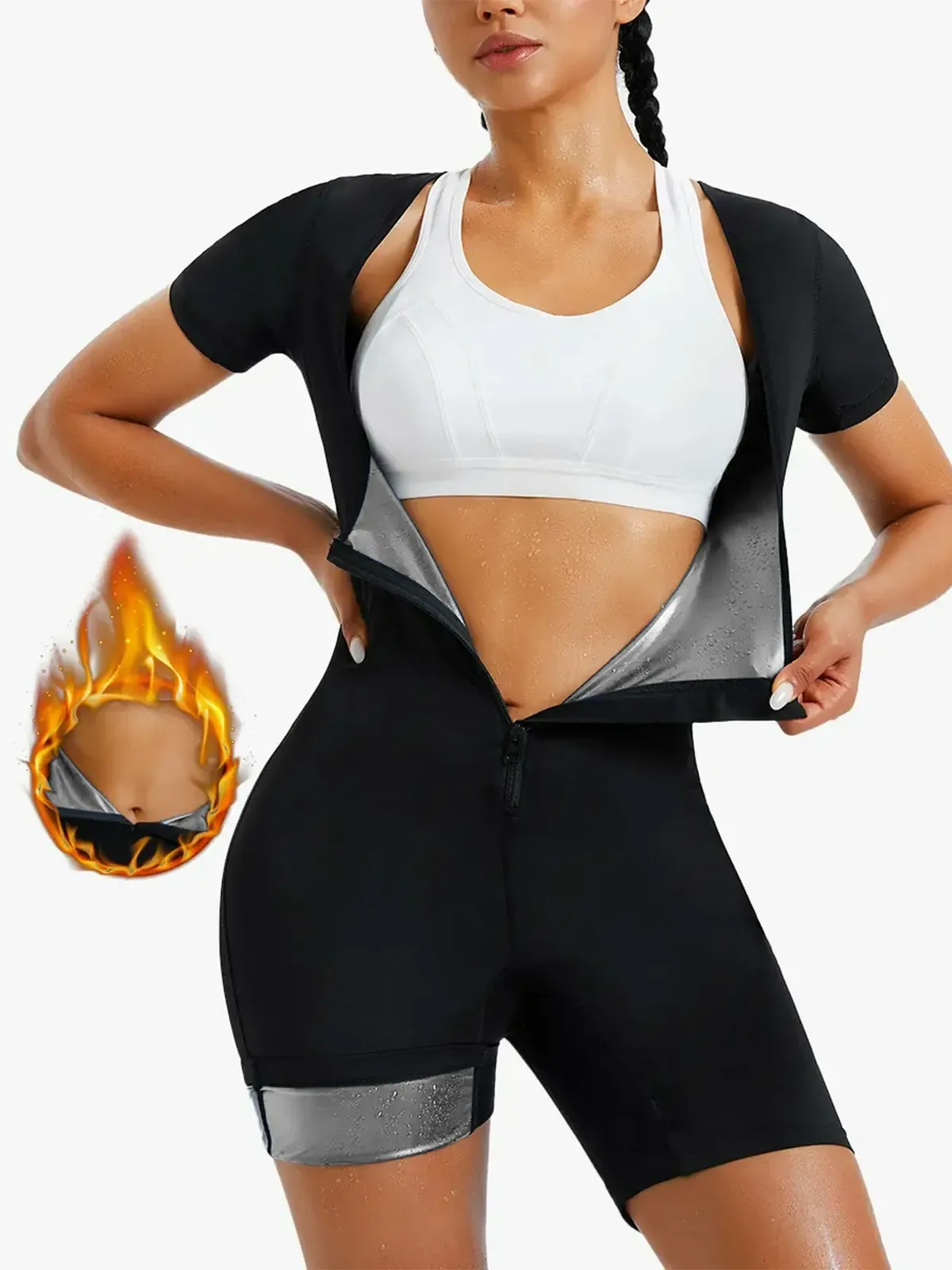Zipper Workout Sweat Sauna Jumpsuit