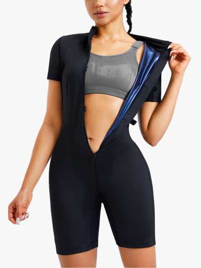 Zipper Workout Sweat Sauna Jumpsuit