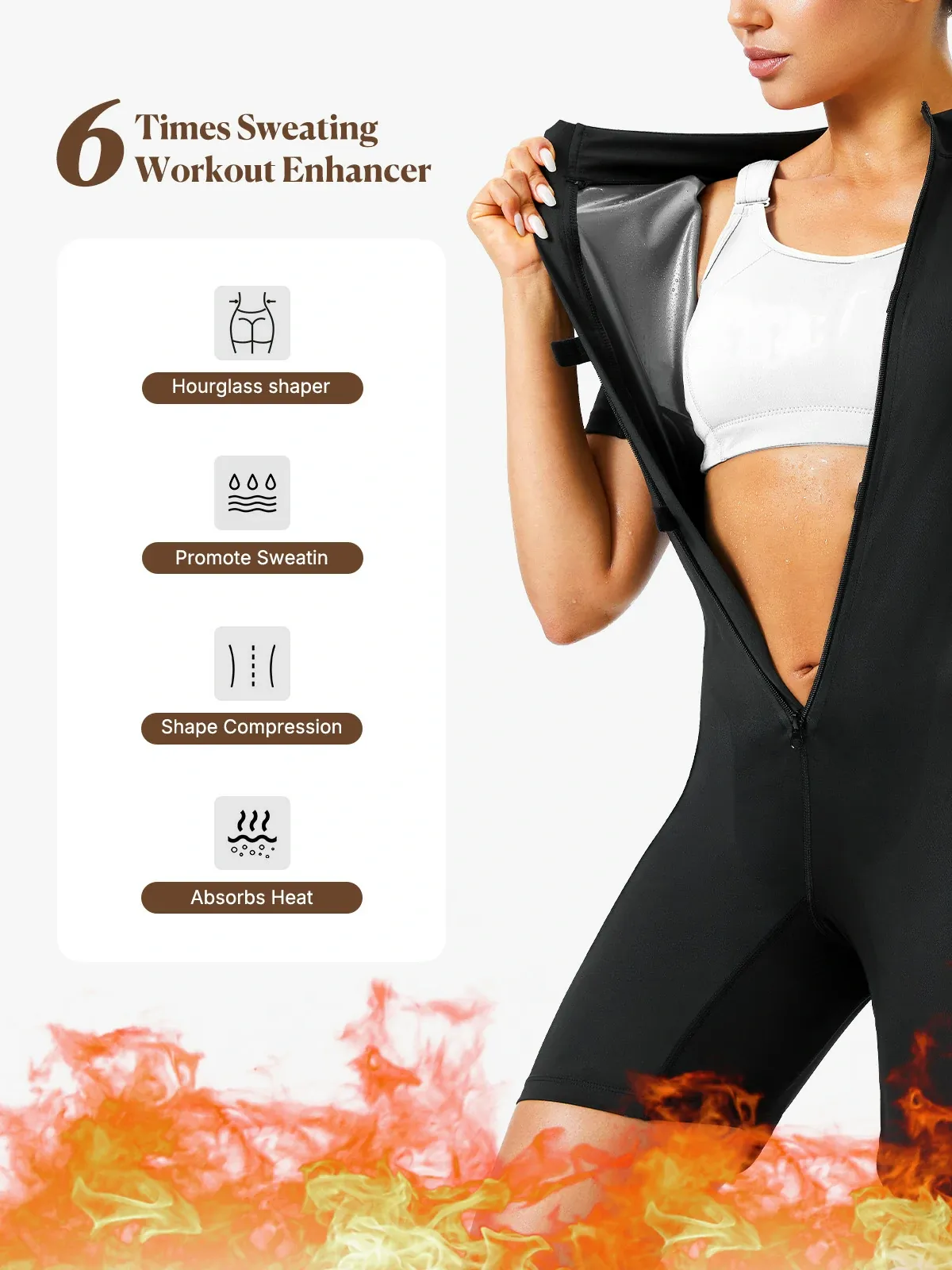 Zipper Workout Sweat Sauna Jumpsuit