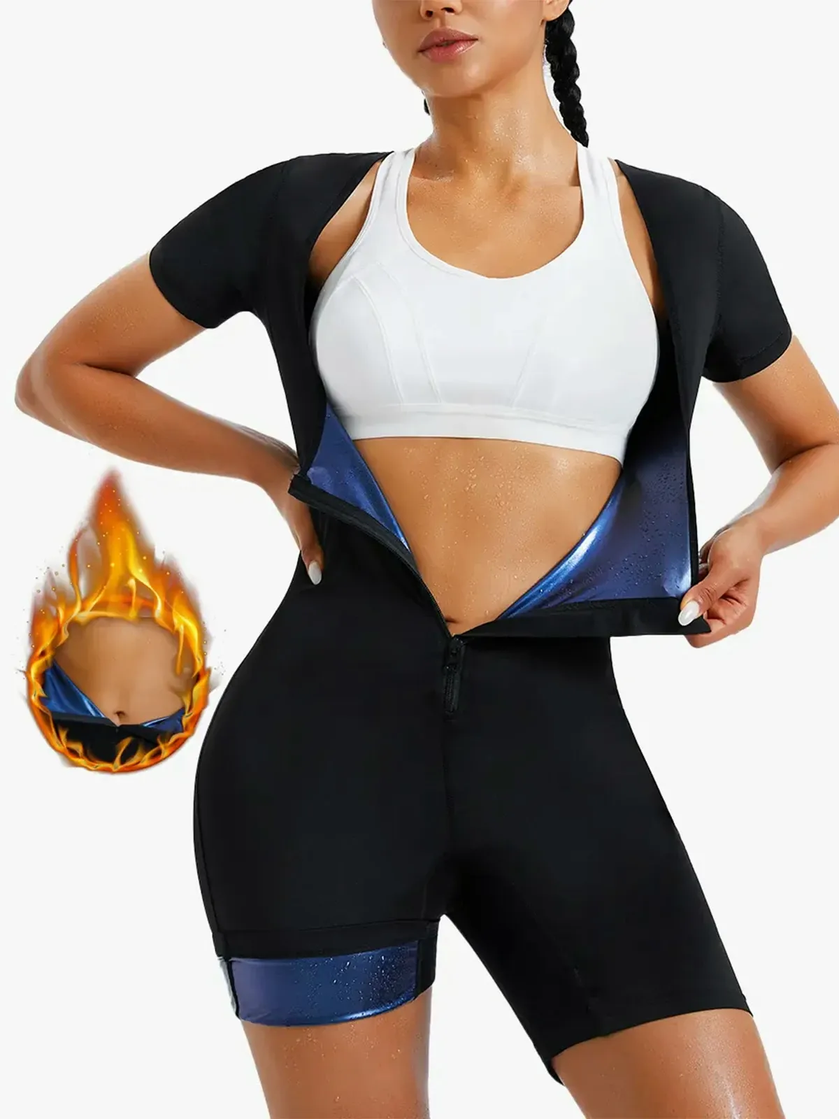 Zipper Workout Sweat Sauna Jumpsuit
