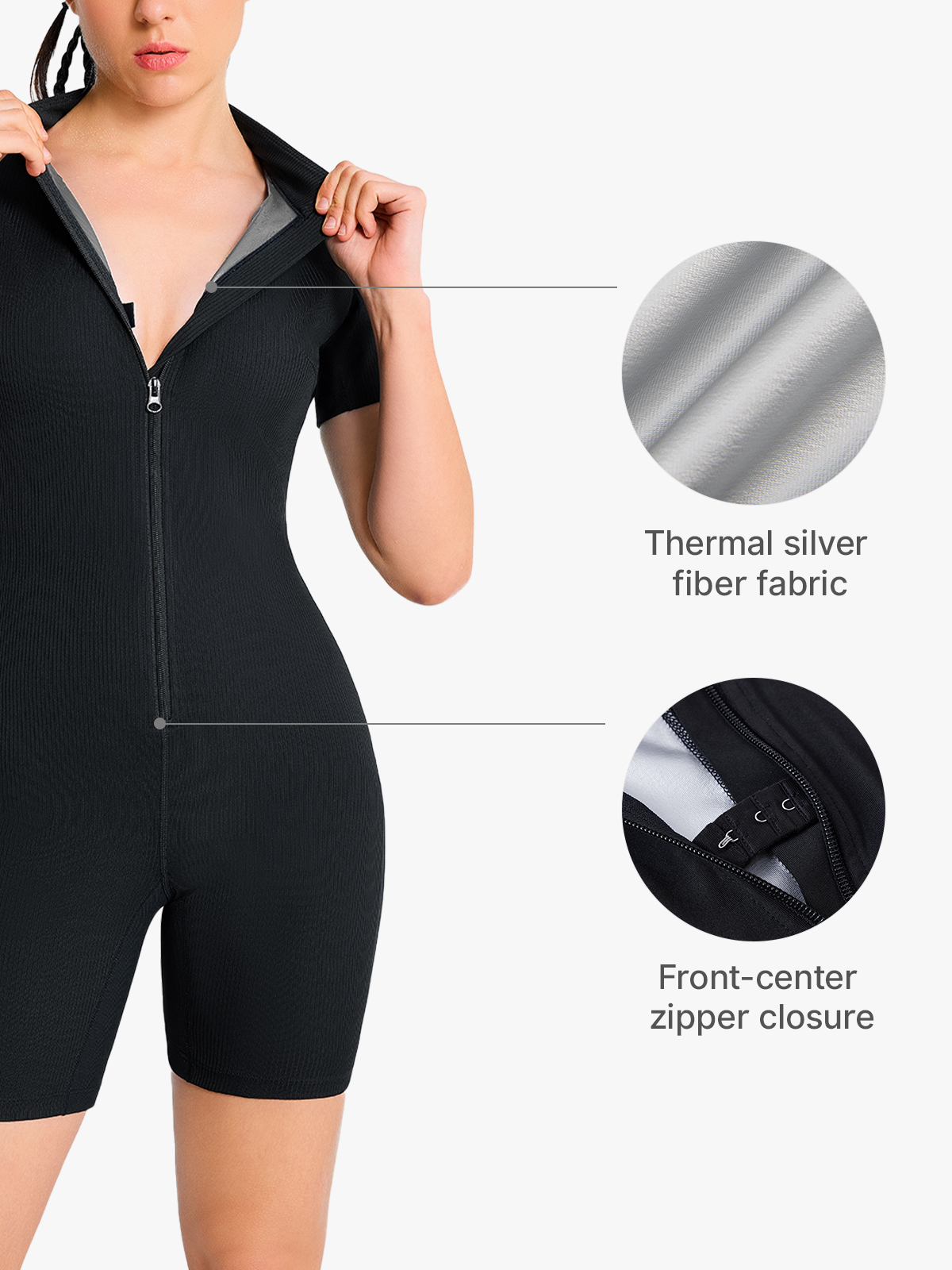 Zipper Workout Sweat Sauna Jumpsuit