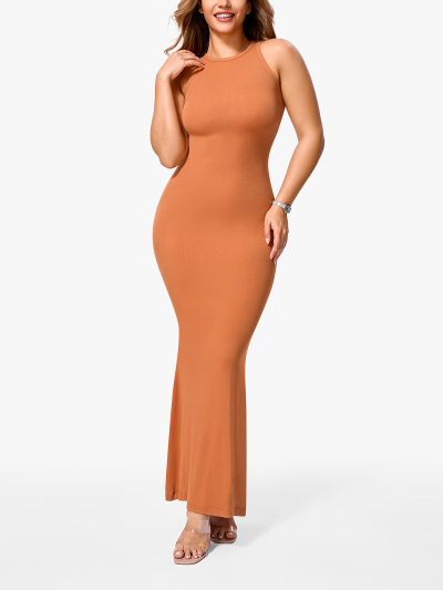 Modal Crew Neck Mermaid Bodycon Maxi Dress 
