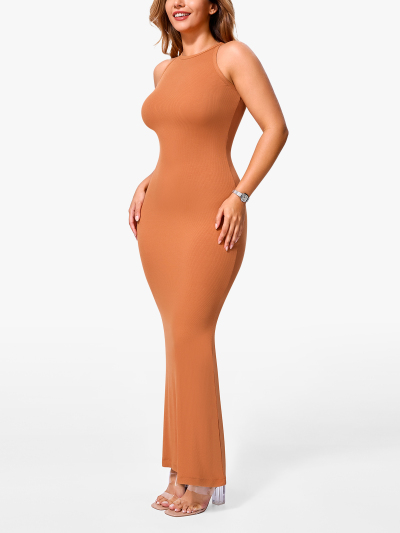 Modal Crew Neck Mermaid Bodycon Maxi Dress 