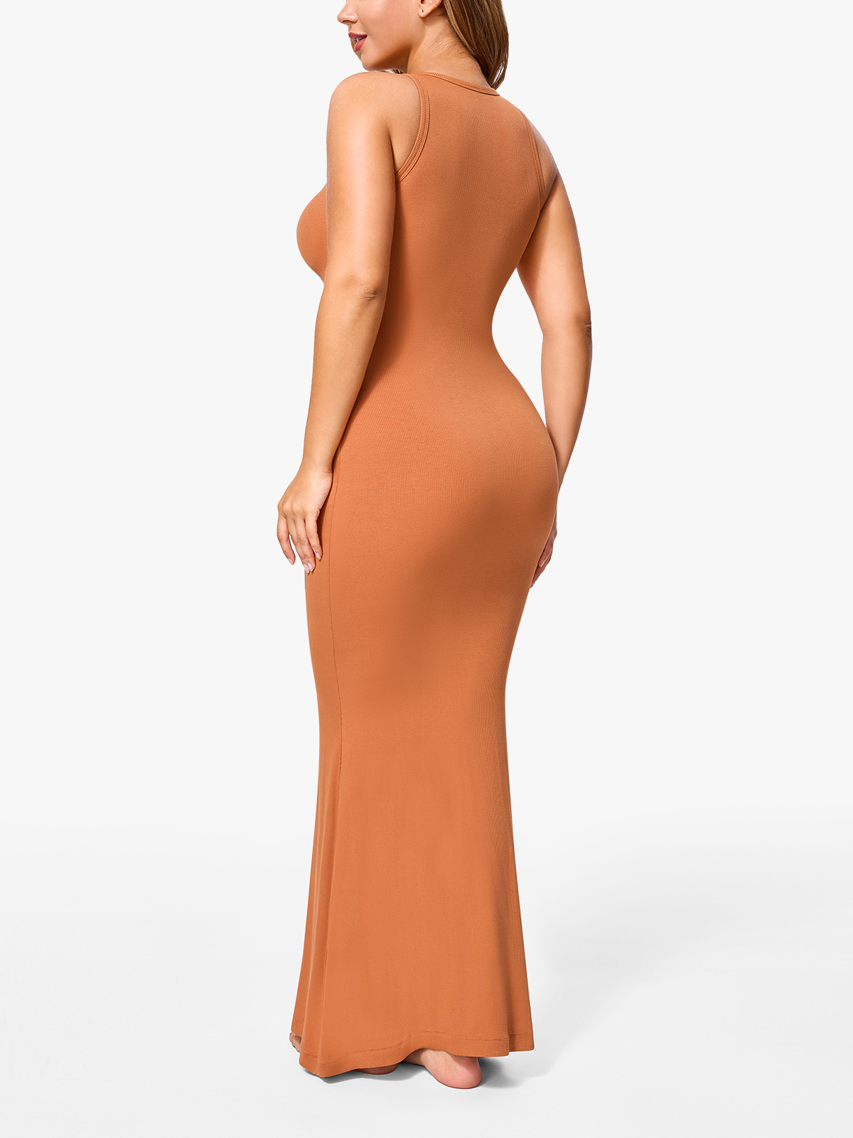 Modal Crew Neck Mermaid Bodycon Maxi Dress -Brabic