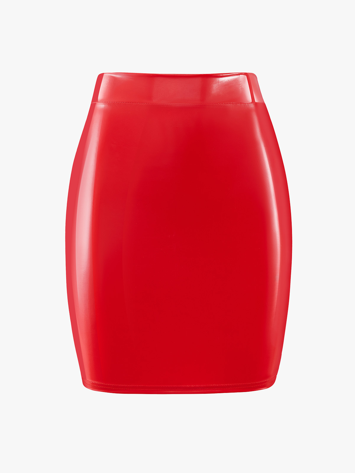 PU Leather High Waist Zipper Pencil Midi Skirt