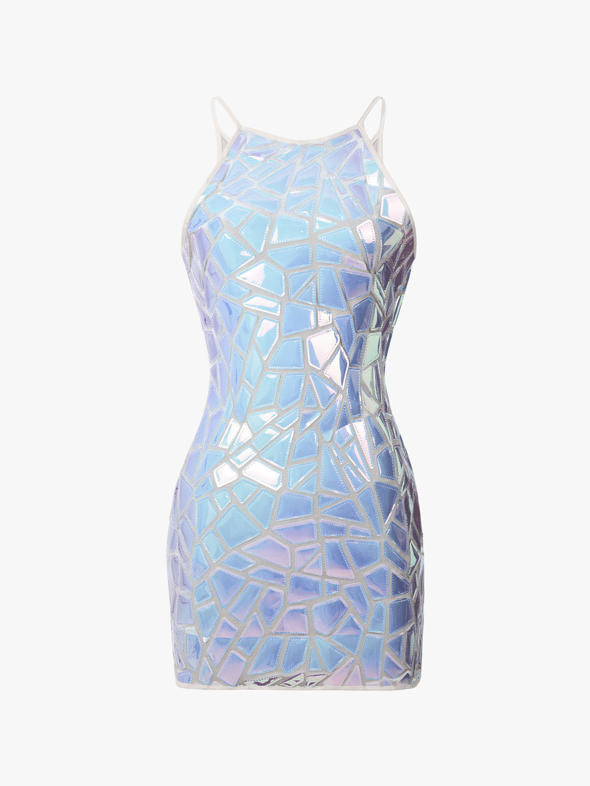Sequin Halter Zipper Mini Dress