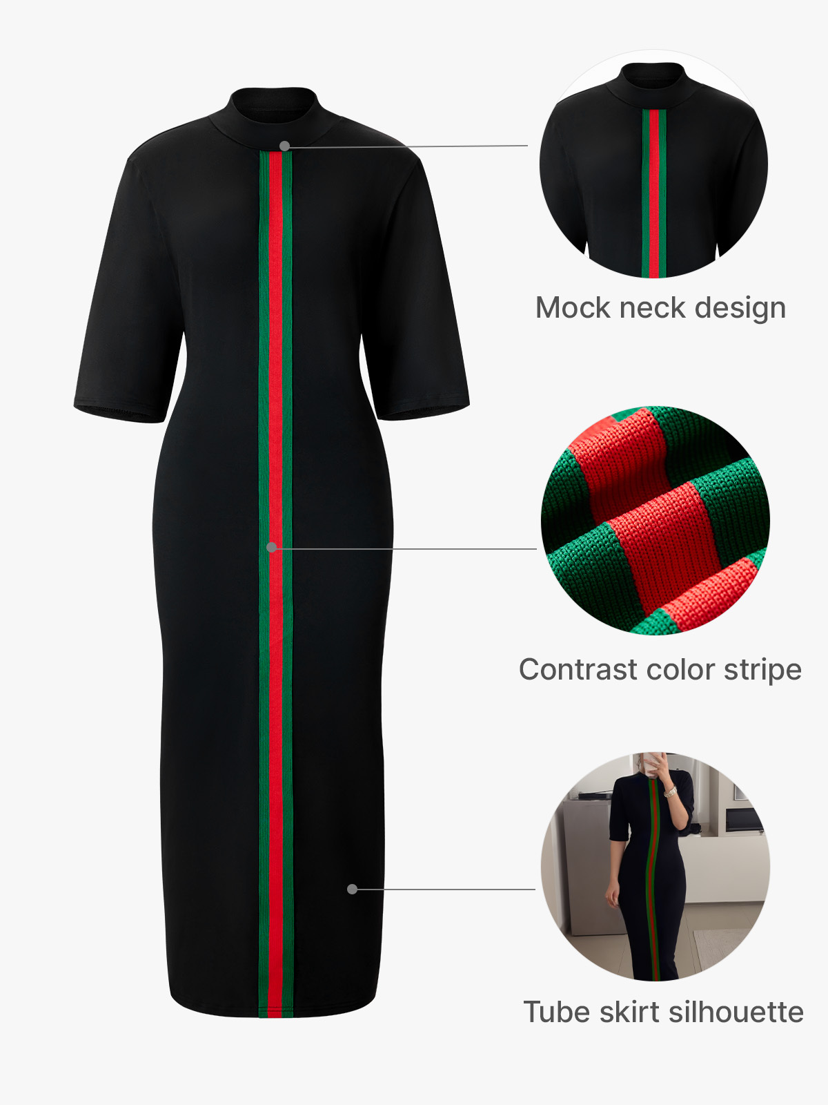 Color Block Mock Neck Bodycon Dress