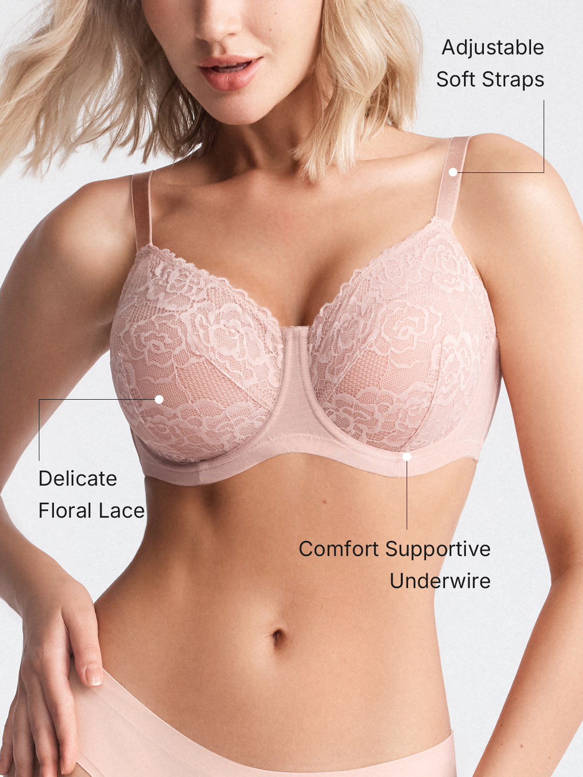 Lace Push up Full Coverage Underwire Everyday Bra