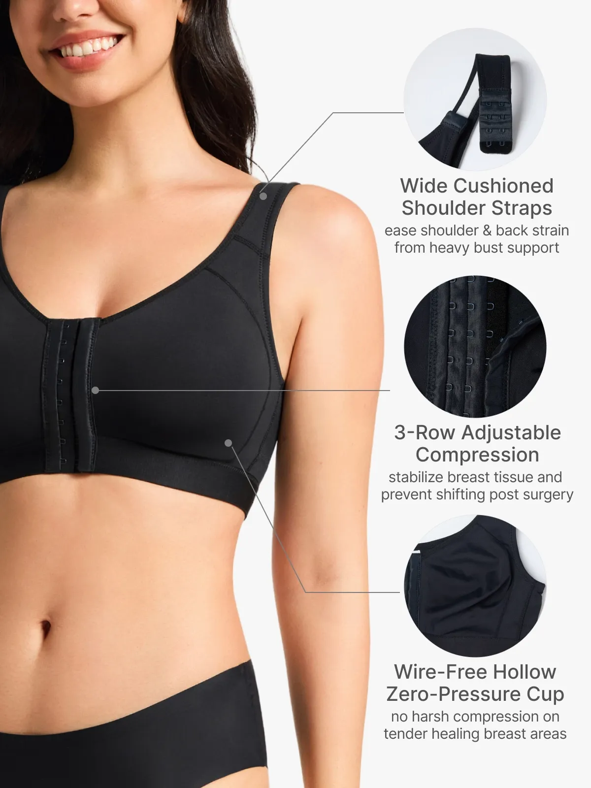 Front-Closure Comfort Post-Surgery Support Bra