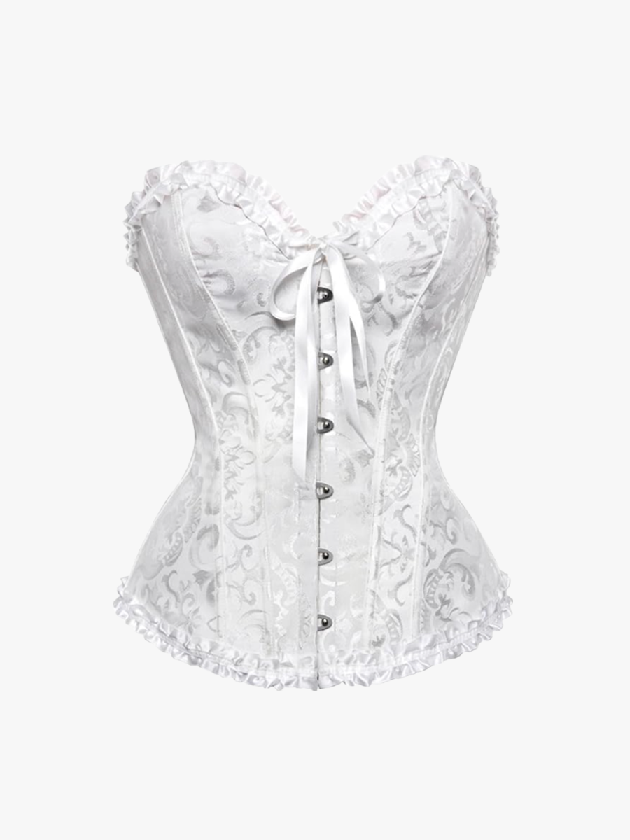 Vintage Satin Floral Lace Up Corset Top