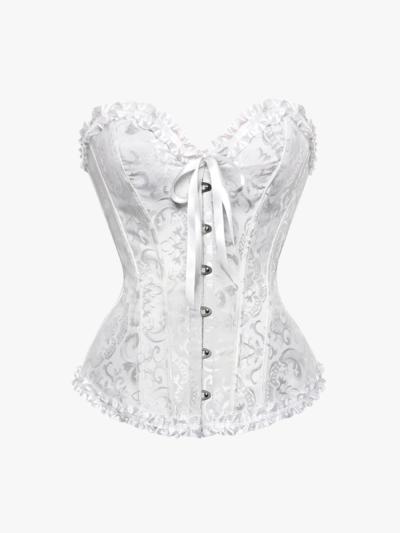 Vintage Satin Floral Lace Up Corset Top