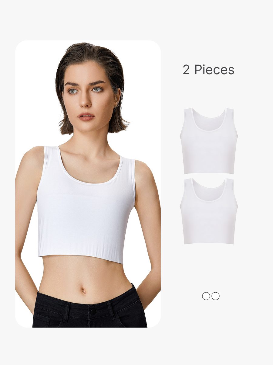 2 Pieces FTM Pullover Chest Binder Tank Top Elastic Tomboy Breast Binder Bra-Brabic