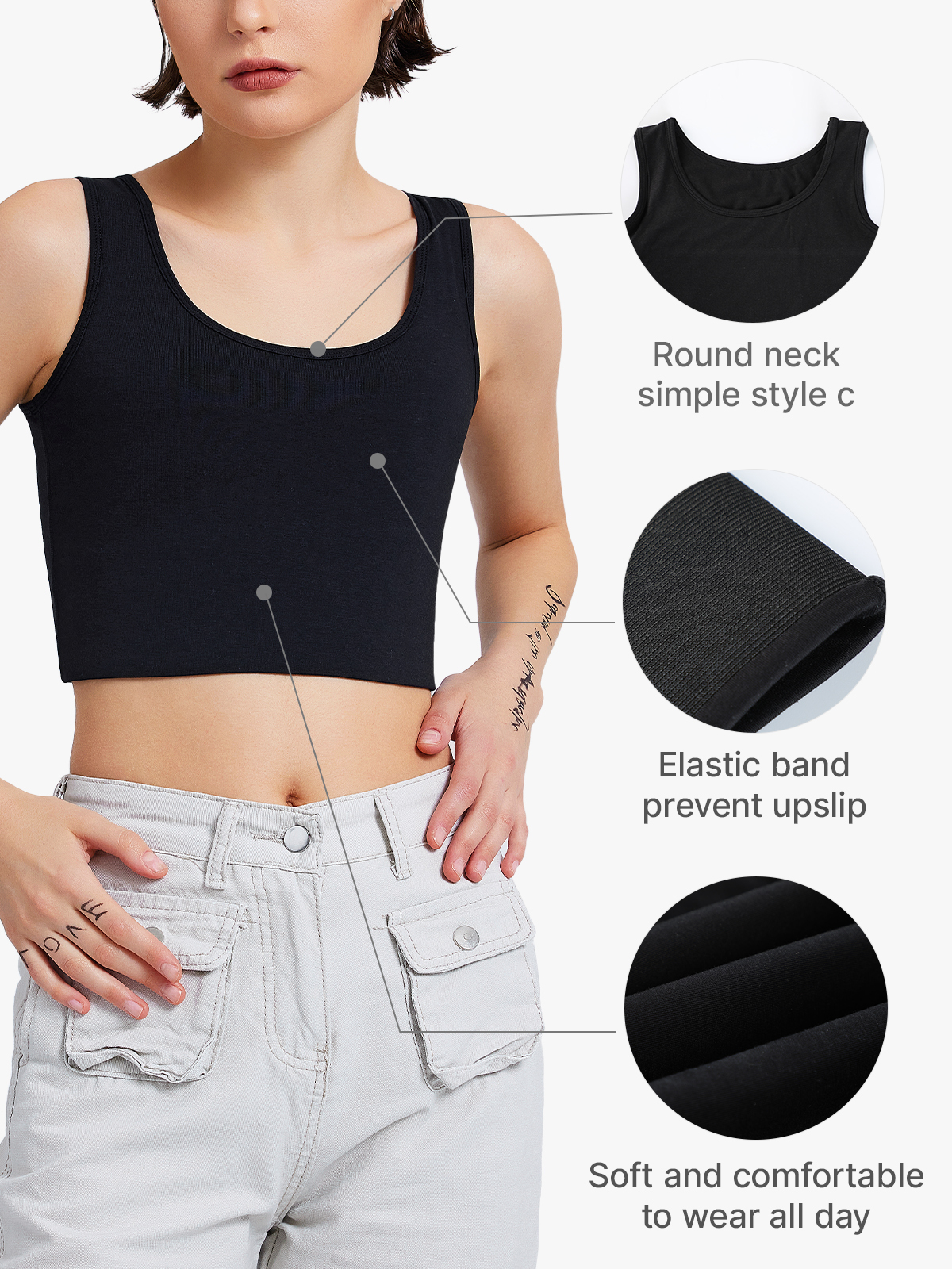 Trans FTM Chest Binder Bra Tomboy Breast Binder Compression Tank Top-Brabic