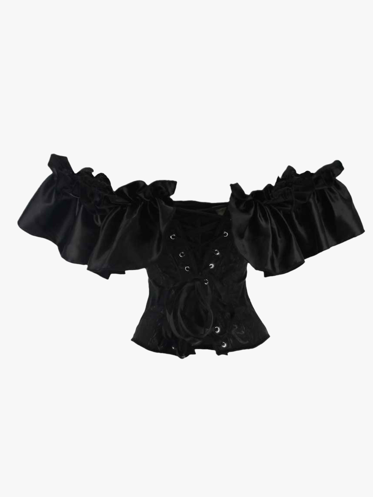 Steampunk Plastic Boned Lace Up Ruffled Jacquard Floral Burlesque Fancy Dress Bustier Slim Waist Corset Top-Brabic