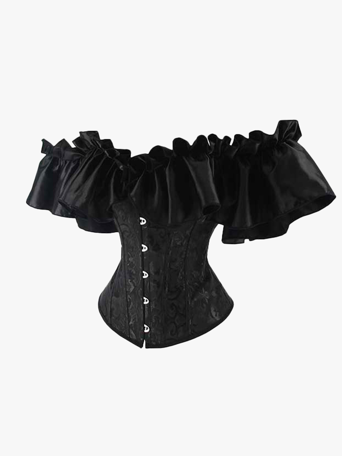 Steampunk Plastic Boned Lace Up Ruffled Jacquard Floral Burlesque Fancy Dress Bustier Slim Waist Corset Top-Brabic