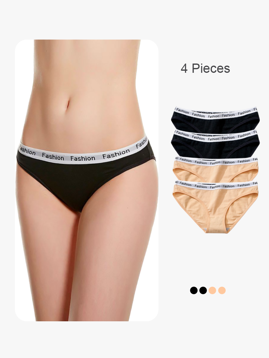 BRABIC 4-Pack Women Modern Soft Underwear Cotton Bikini Panty BI004