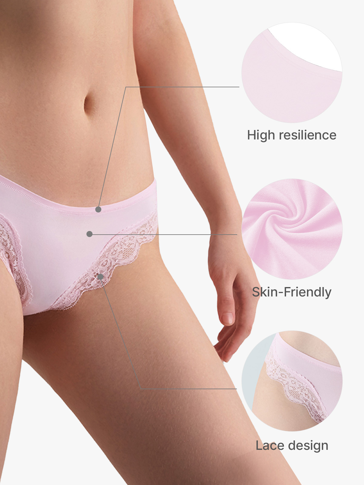 Lace Trim Skin-Friendly Thong