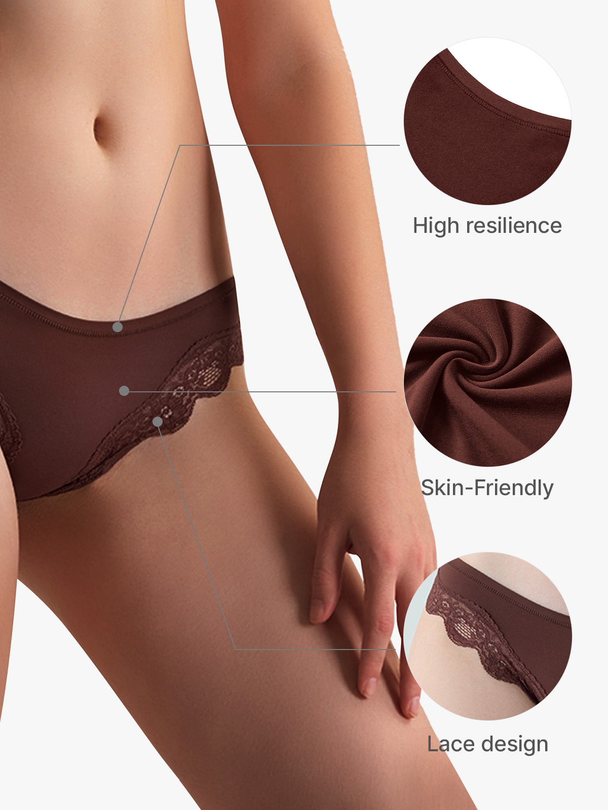 Lace Trim Skin-Friendly Thong