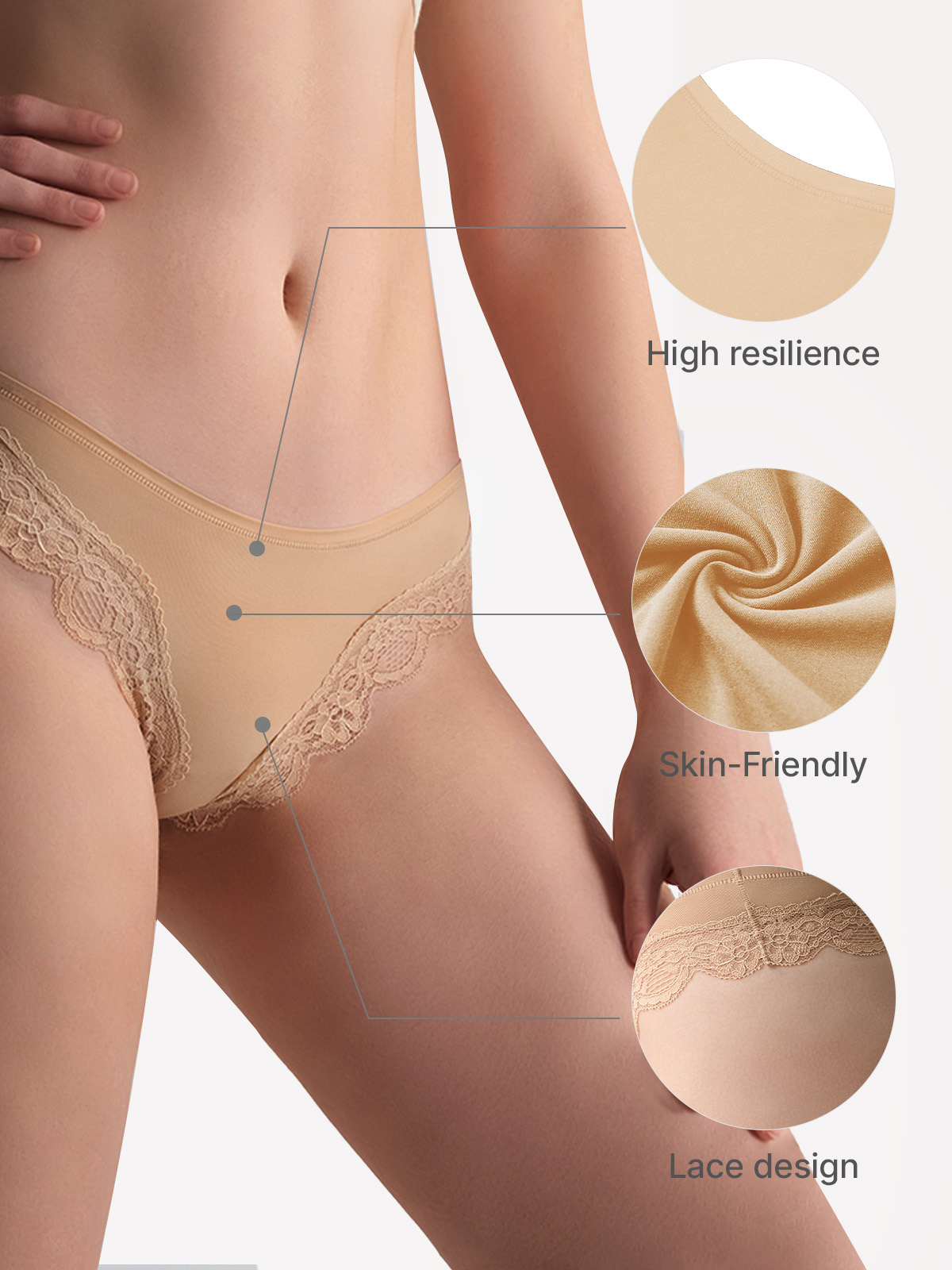 Lace Trim Skin-Friendly Thong